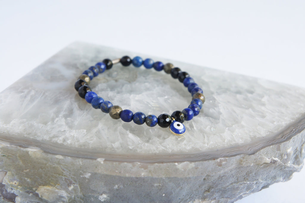 Spirit Feather Evil Eye Beaded Bracelet