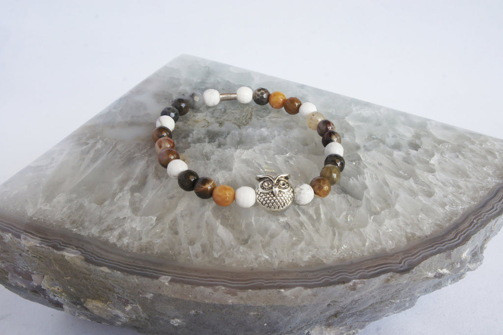 Spirit Feather Owl Spirit Animal Beaded Bracelet