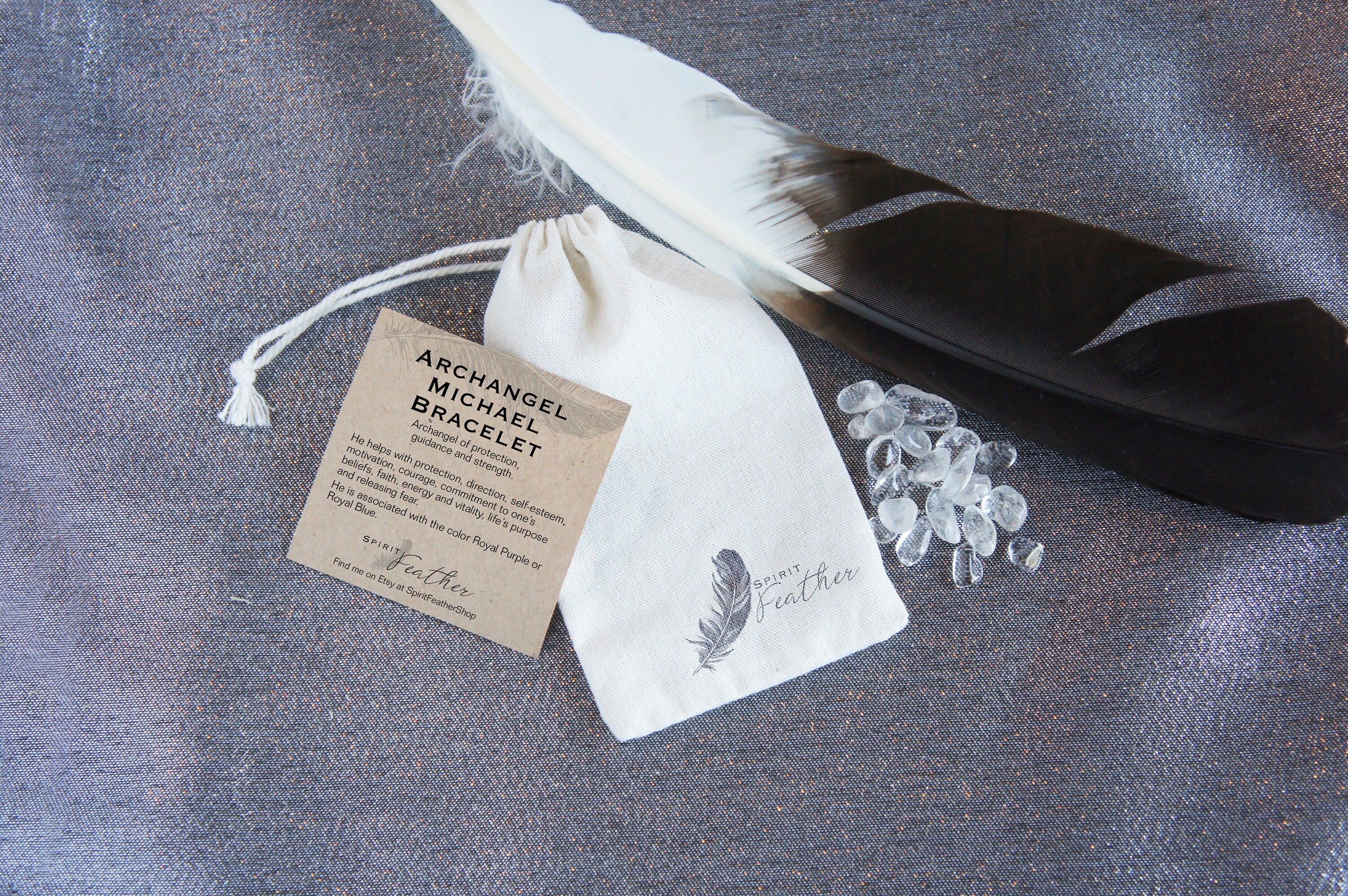 Spirit Feather Archangel Michael Beaded Bracelet