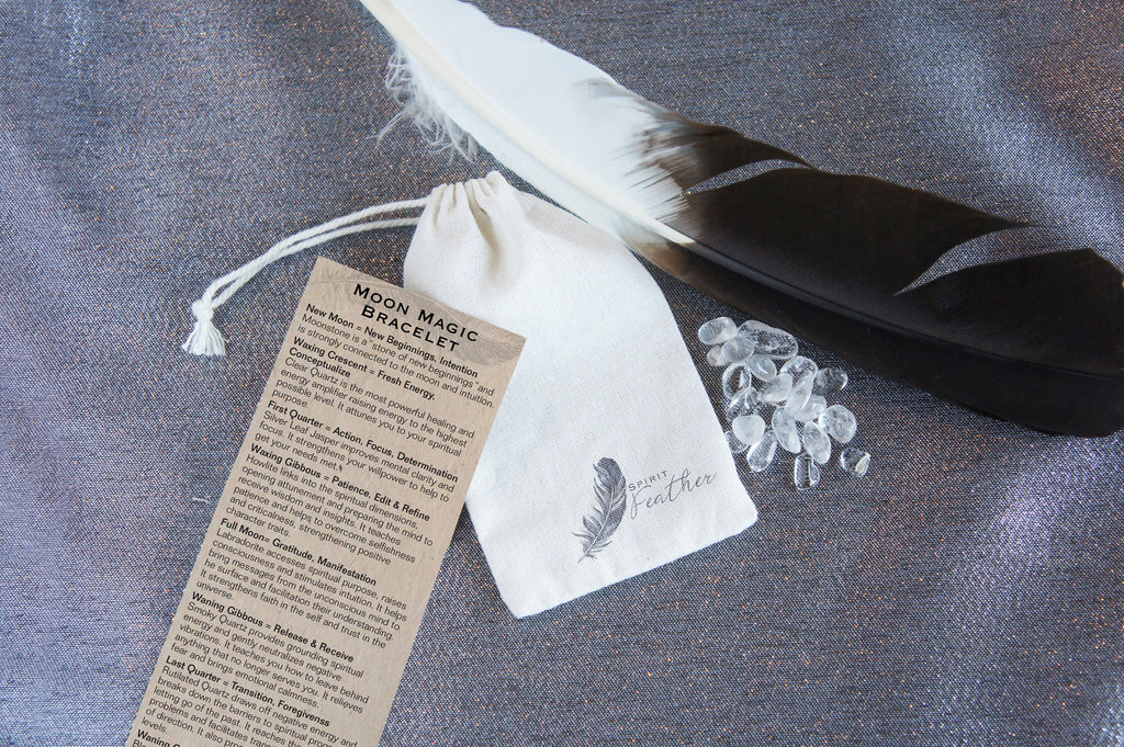 Spirit Feather Moon Phases Beaded Bracelet