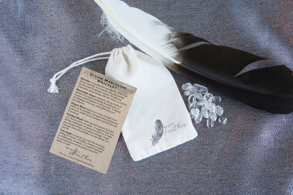 Spirit Feather Divine Masculine Beaded Bracelet