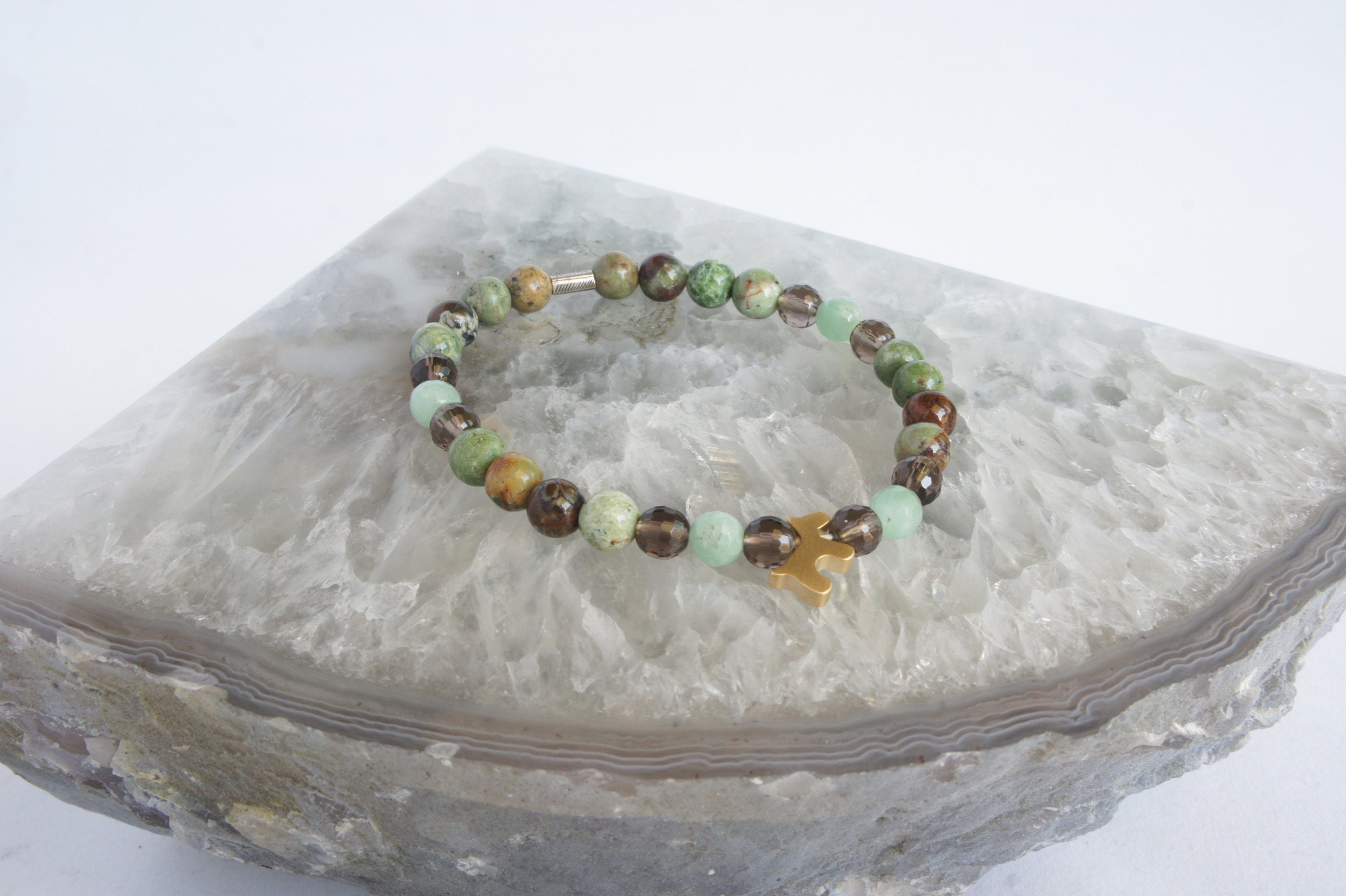 Spirit Feather Dog Spirit Animal Beaded Bracelet