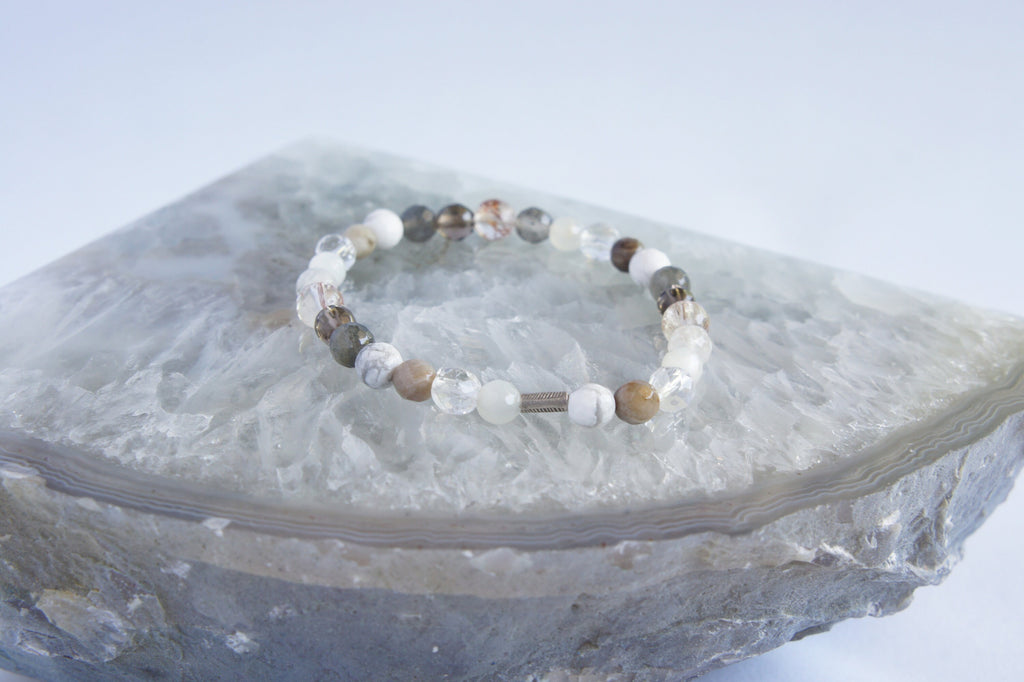 Spirit Feather Moon Phases Beaded Bracelet