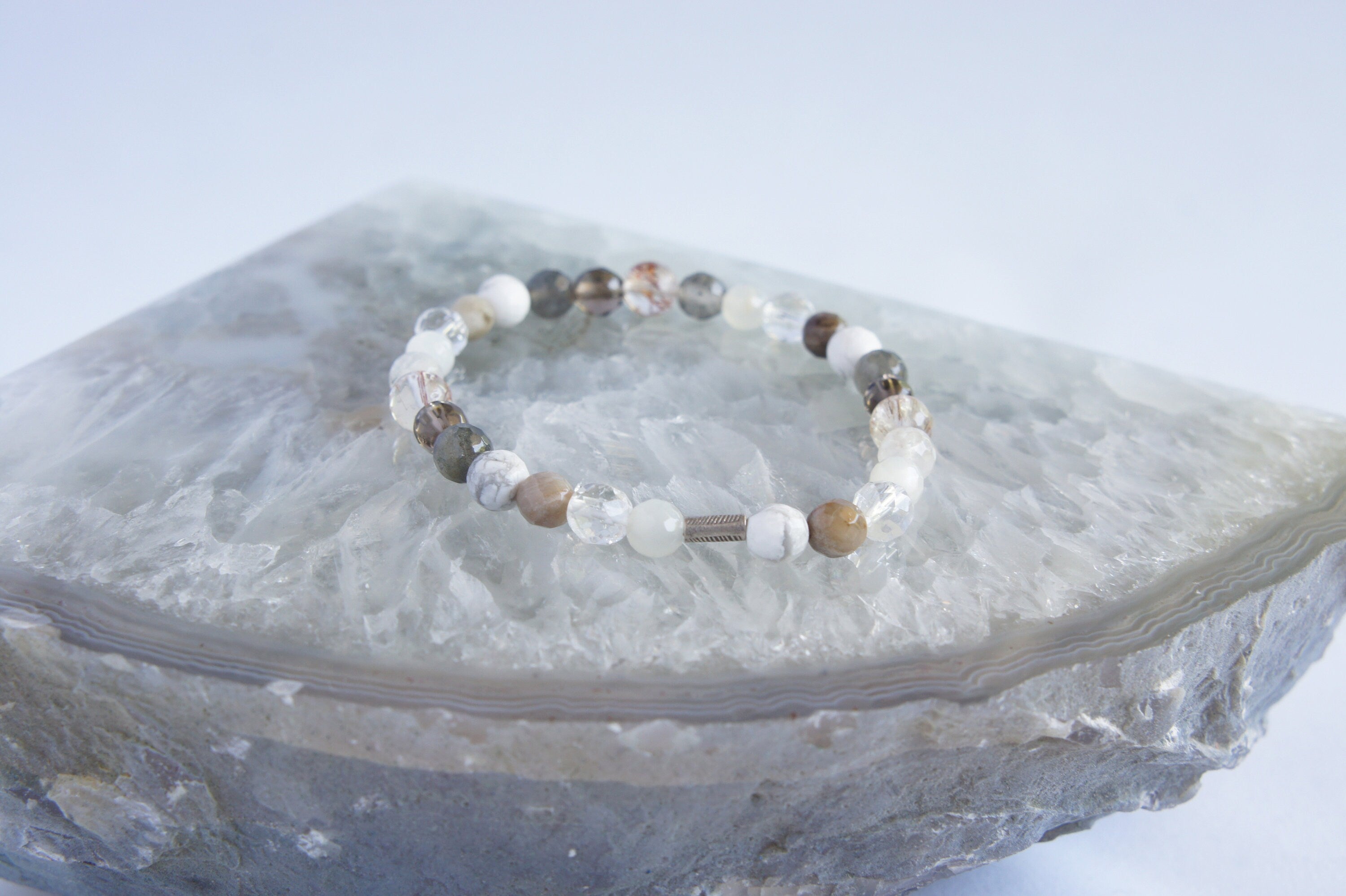 Spirit Feather Moon Phases Beaded Bracelet