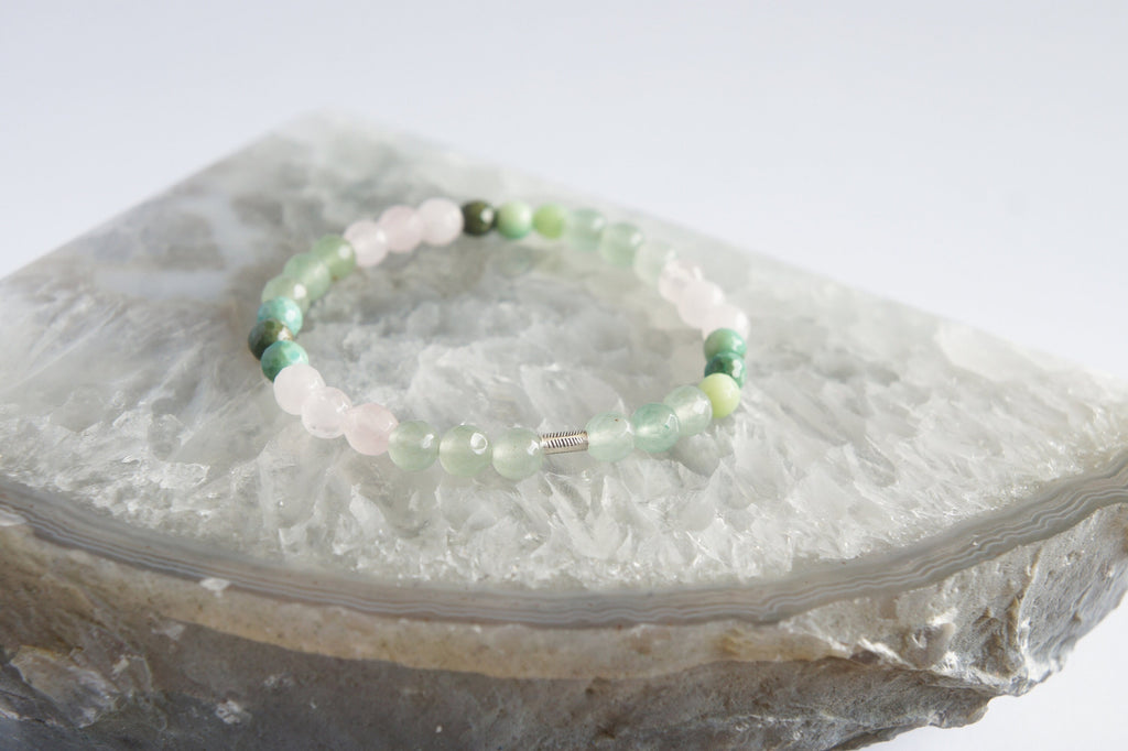 Spirit Feather Heart Chakra Beaded Bracelet