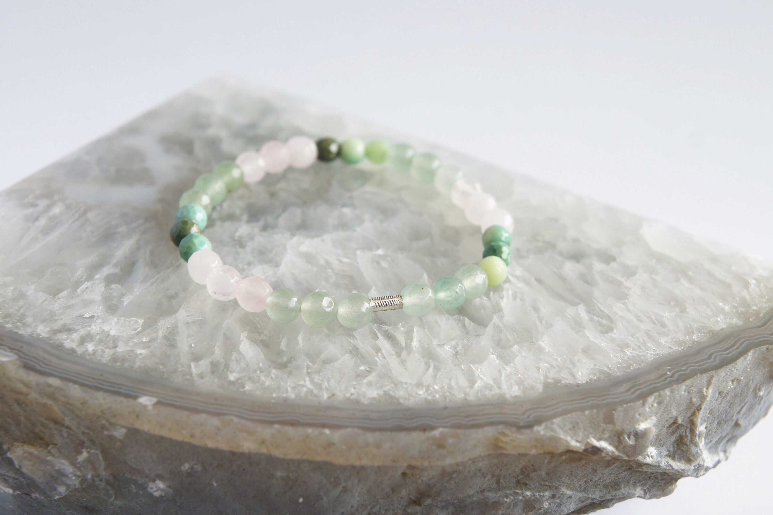 Spirit Feather Heart Chakra Beaded Bracelet