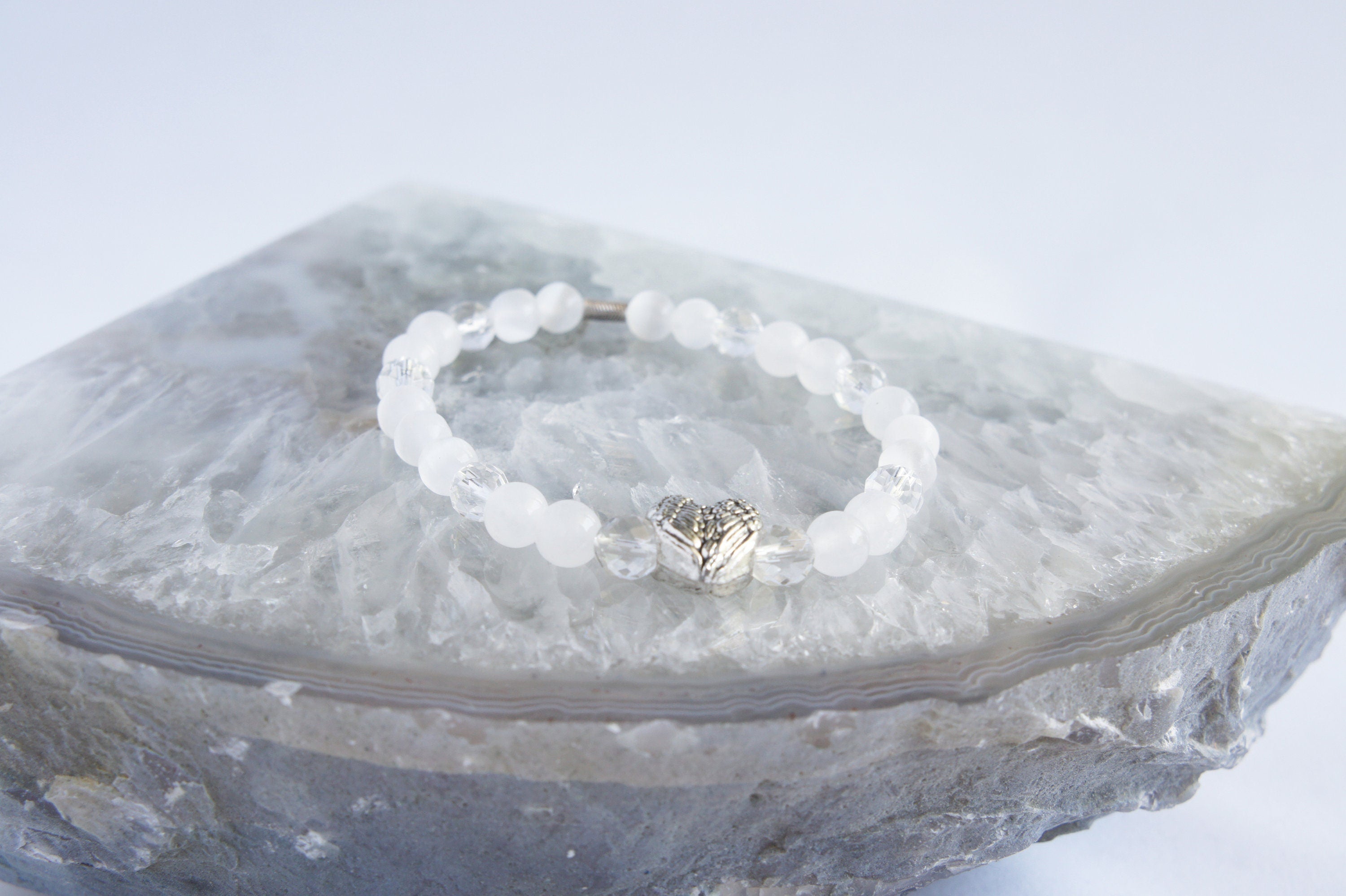 Spirit Feather Archangel Gabriel Beaded Bracelet