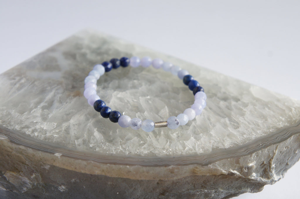 Spirit Feather Throat Chakra Beaded Bracelet