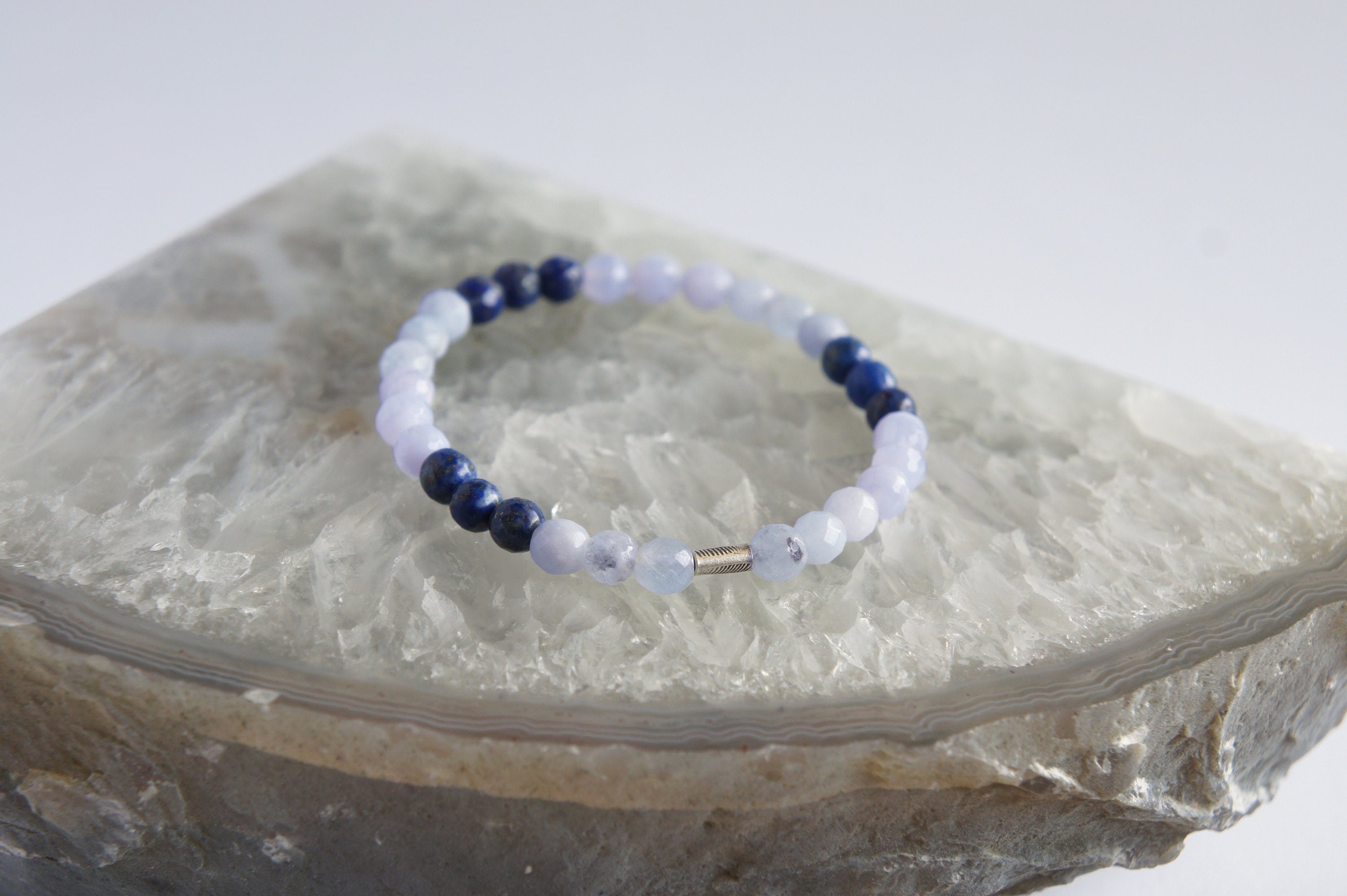 Spirit Feather Throat Chakra Beaded Bracelet