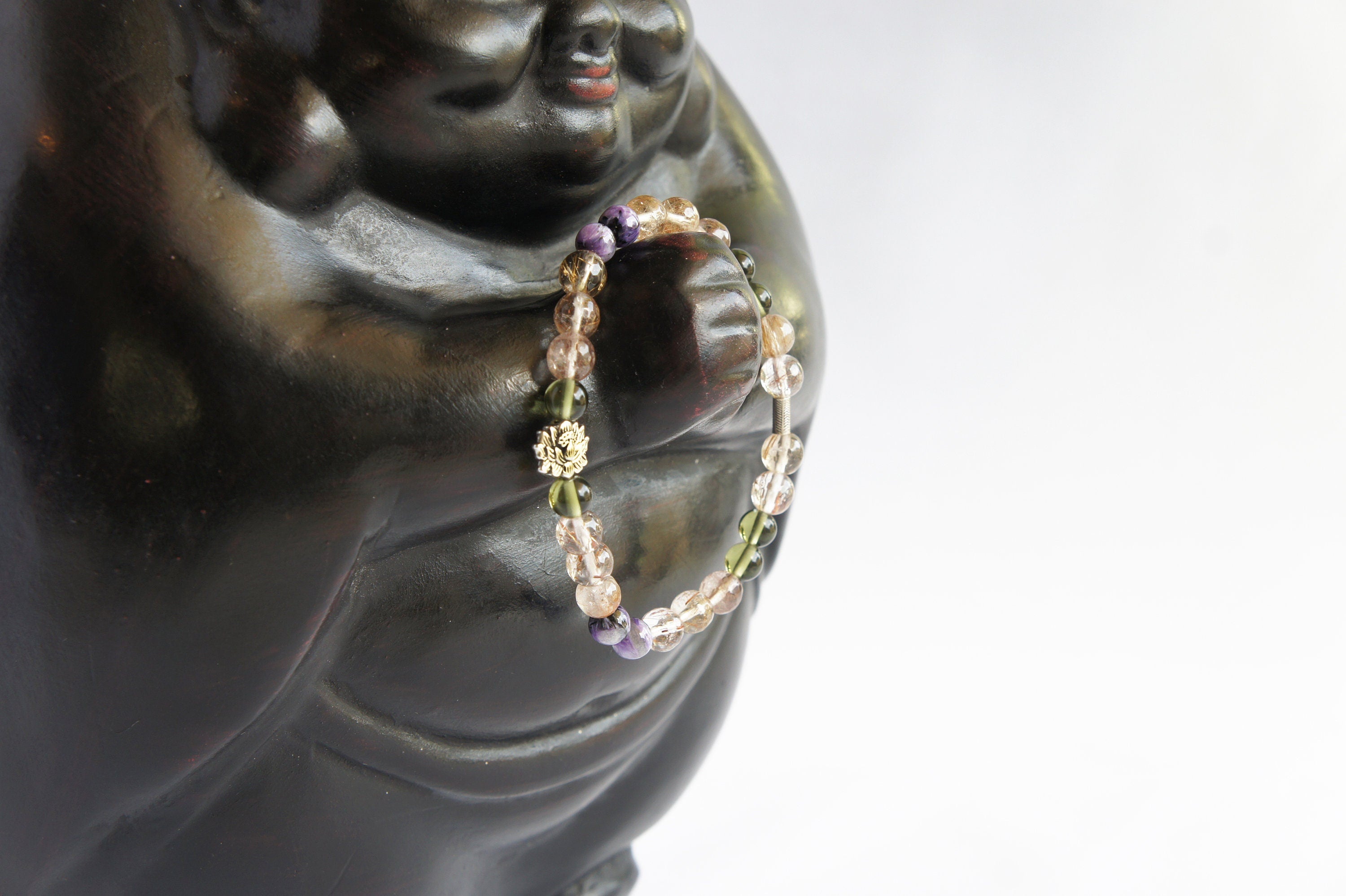 Spirit Feather Lotus Flower Beaded Bracelet