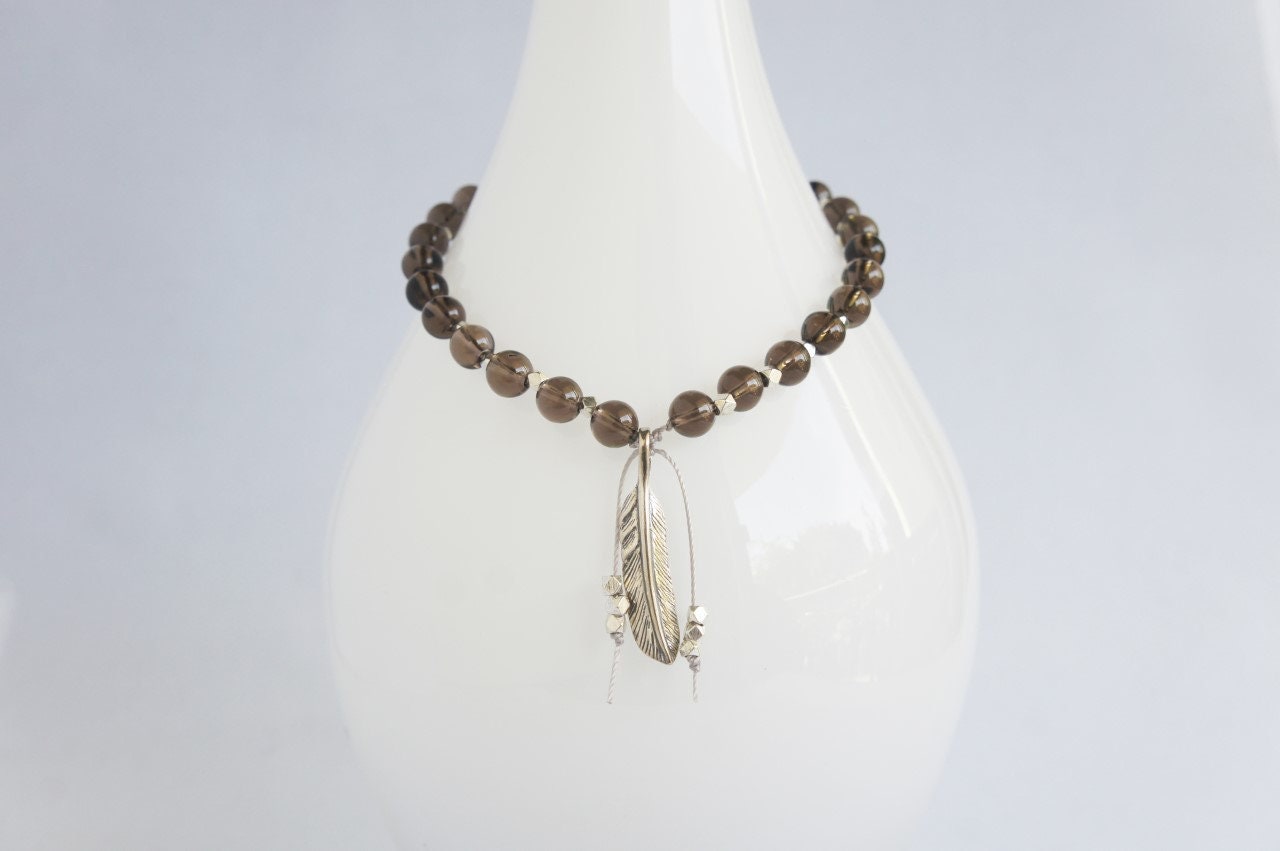 Spirit Feather Smoky Quartz Mini Mala
