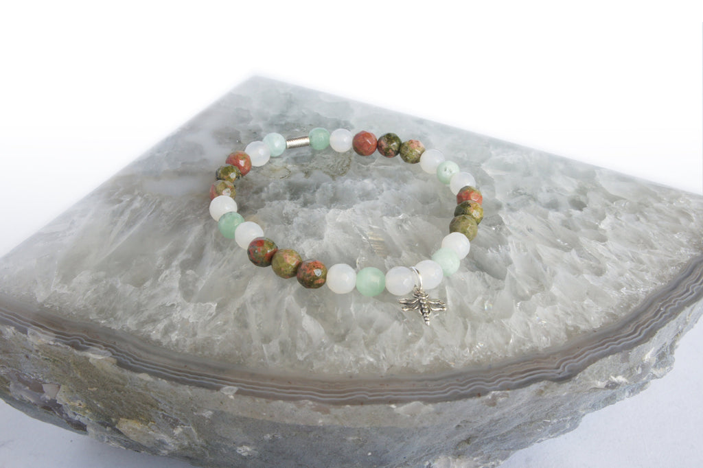 Spirit Feather Dragonfly Spirit Animal Beaded Bracelet
