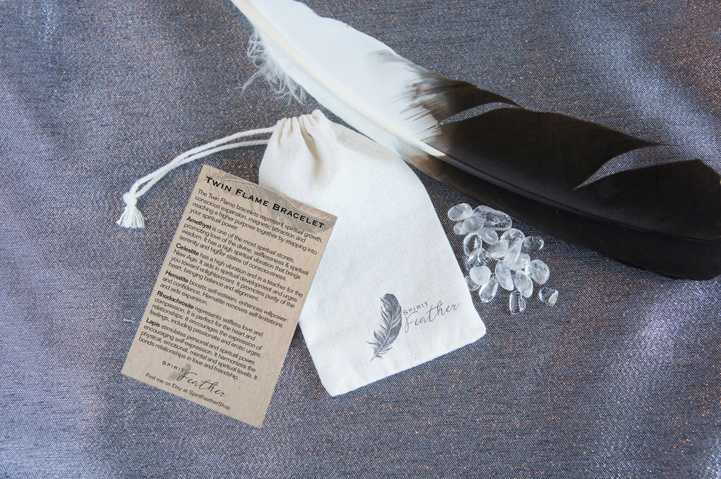 Spirit Feather Twin Flame Beaded Bracelet