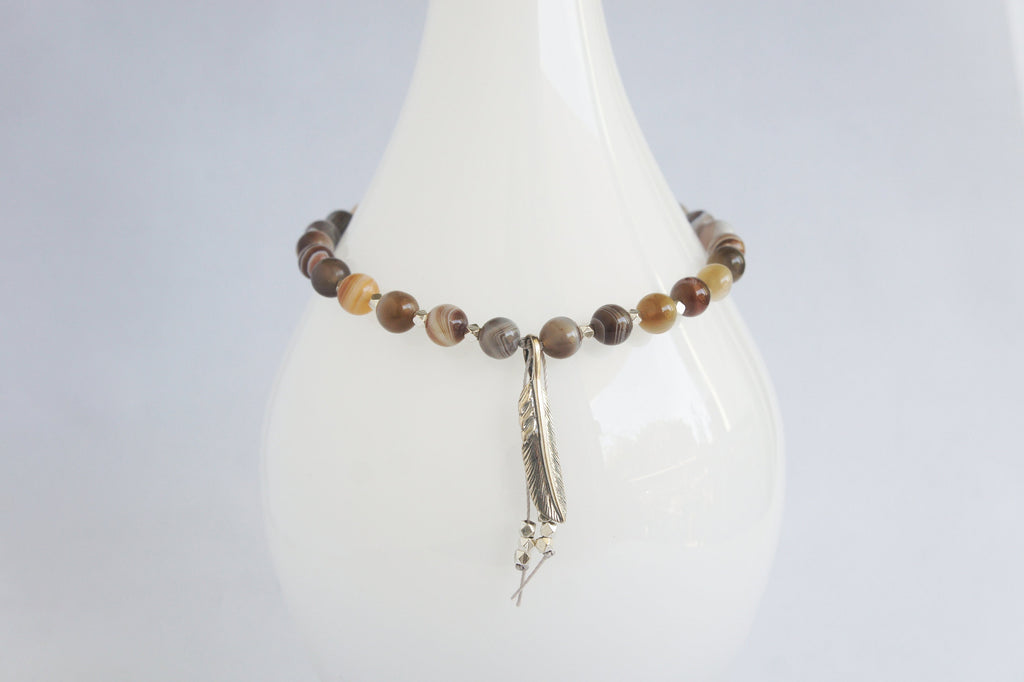 Spirit Feather Botswana Agate Mini Mala
