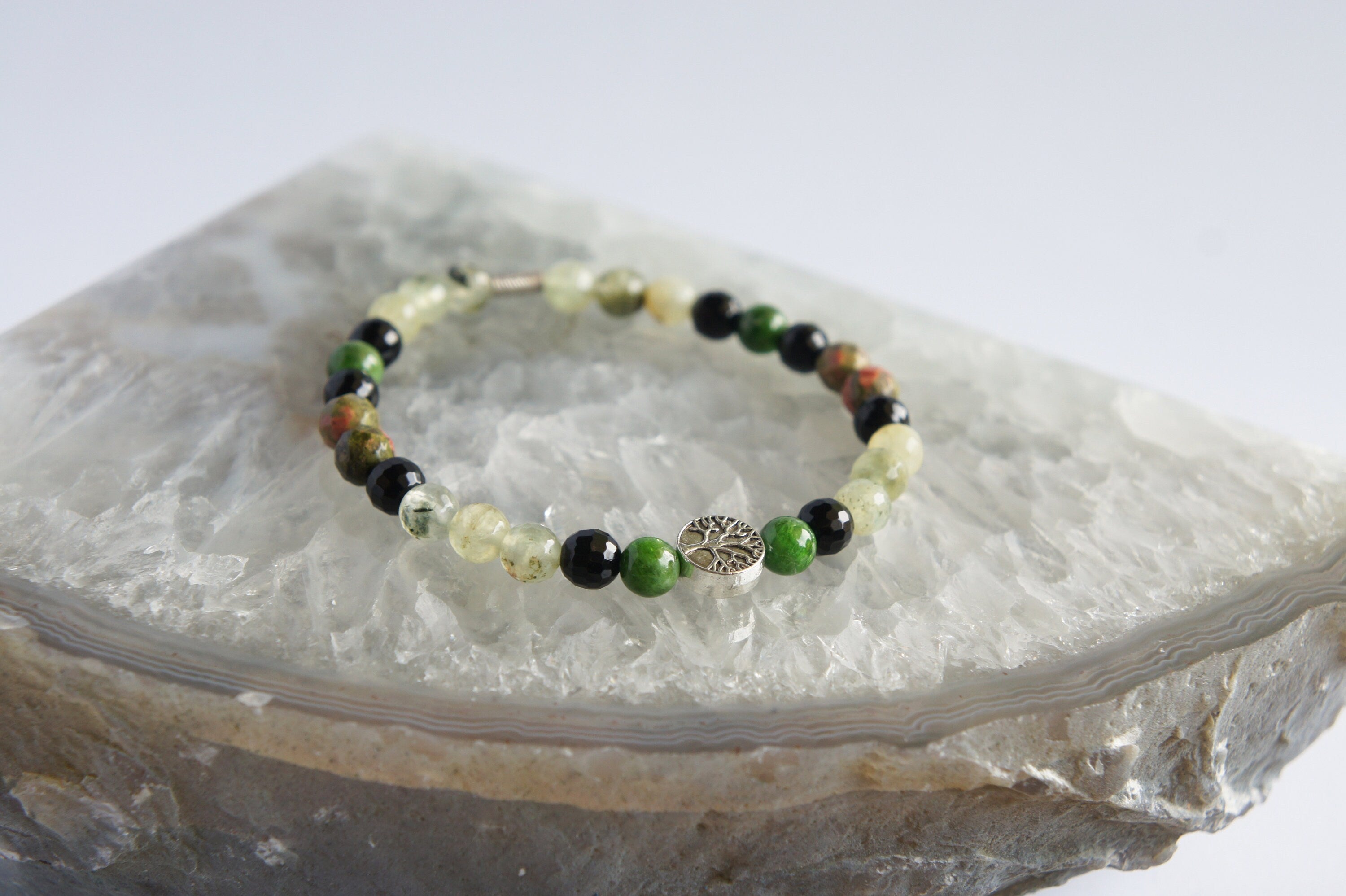 Spirit Feather Tree of Life Beaded Bracelet