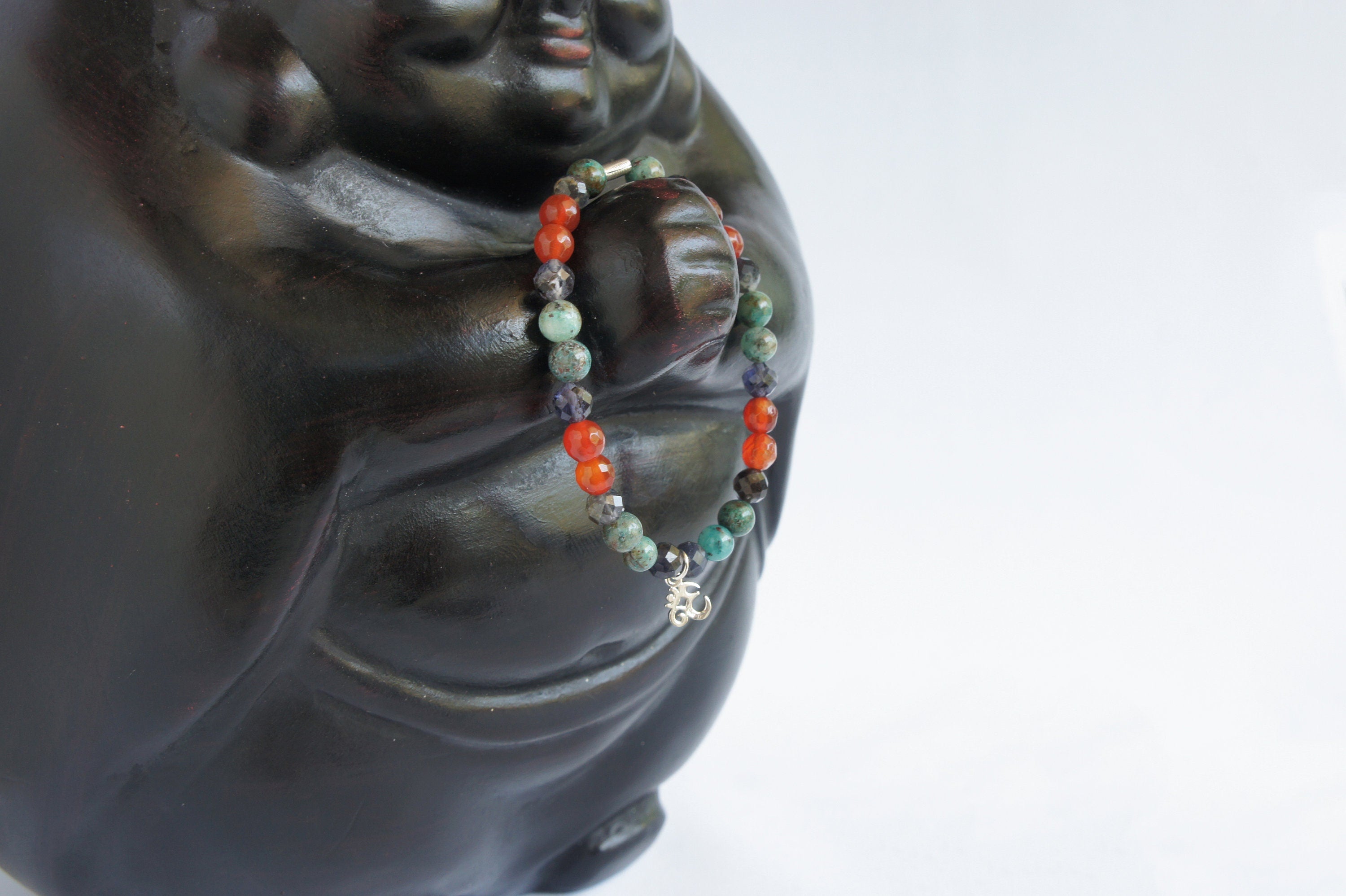 Spirit Feather Om Beaded Bracelet