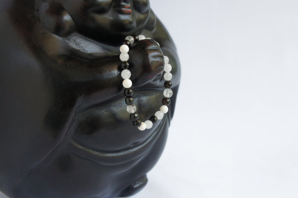 Spirit Feather Light & Shadow Beaded Bracelet