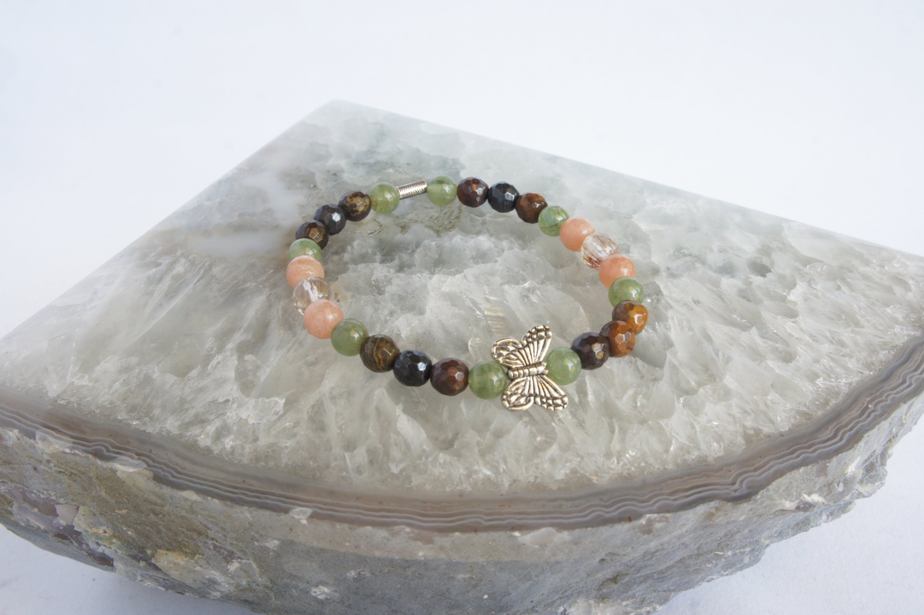 Spirit Feather Butterfly Spirit Animal Beaded Bracelet