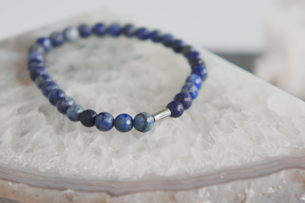 Spirit Feather Lapis Lazuli Beaded Bracelet