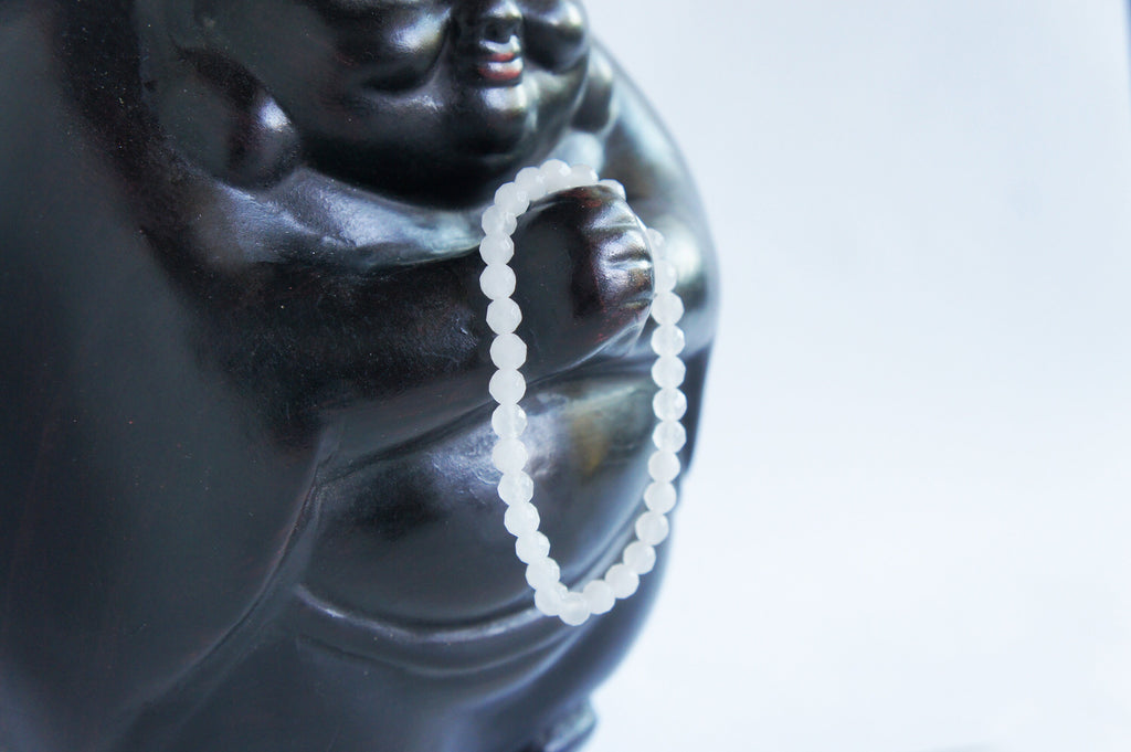 Spirit Feather Snow Quartz Beaded Bracelet