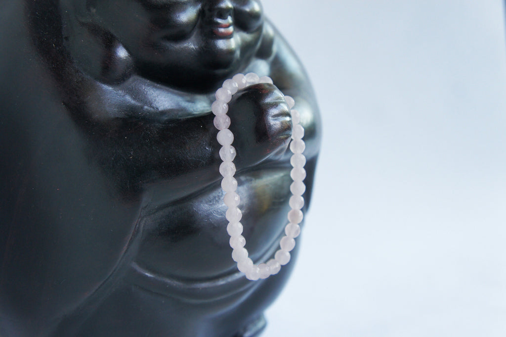 Spirit Feather Rose Quartz Beaded Bracelet