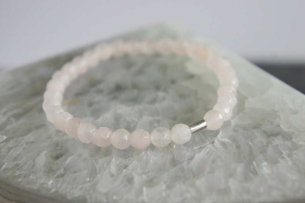 Spirit Feather Rose Quartz Beaded Bracelet