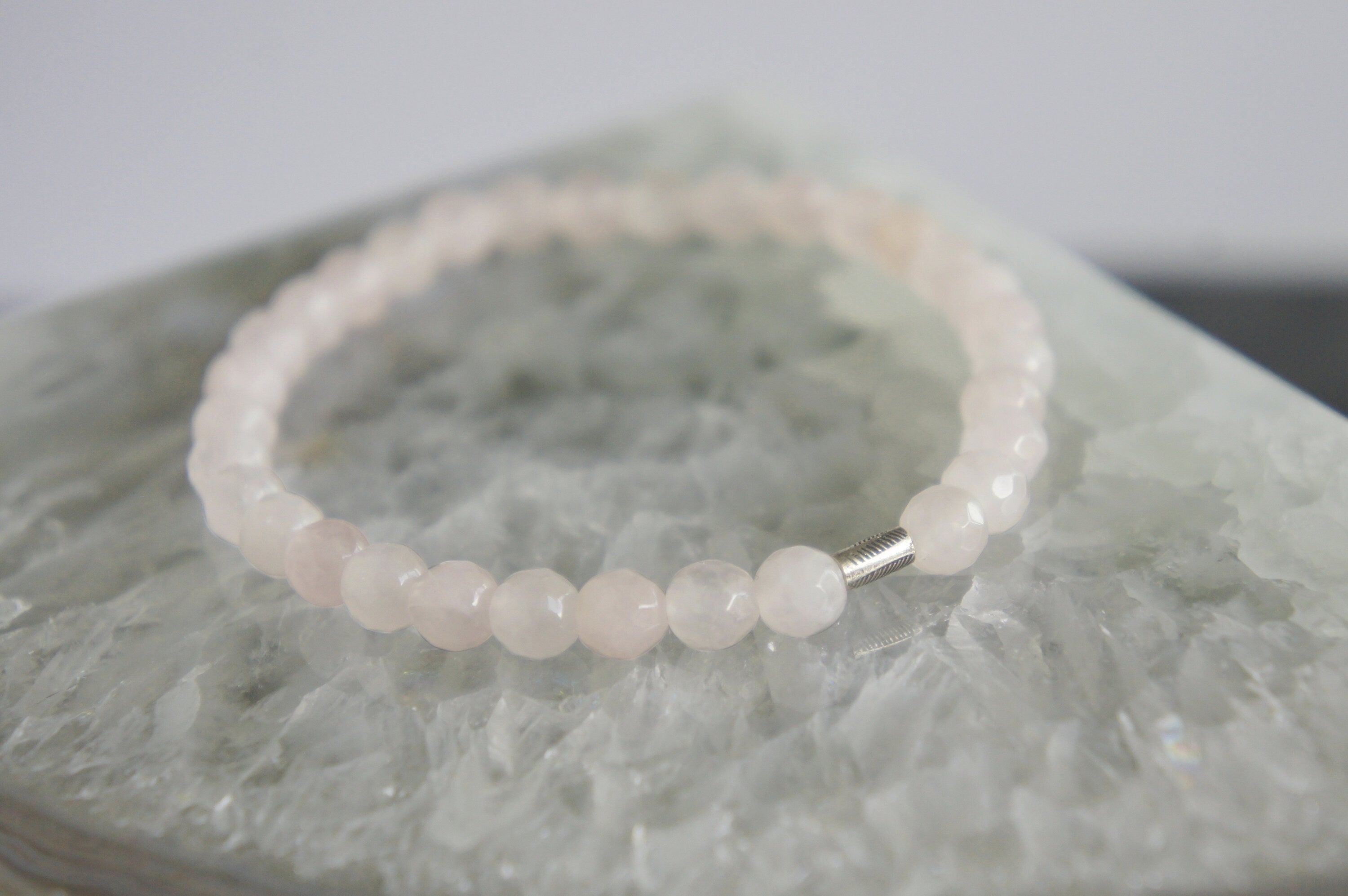 Spirit Feather Rose Quartz Beaded Bracelet
