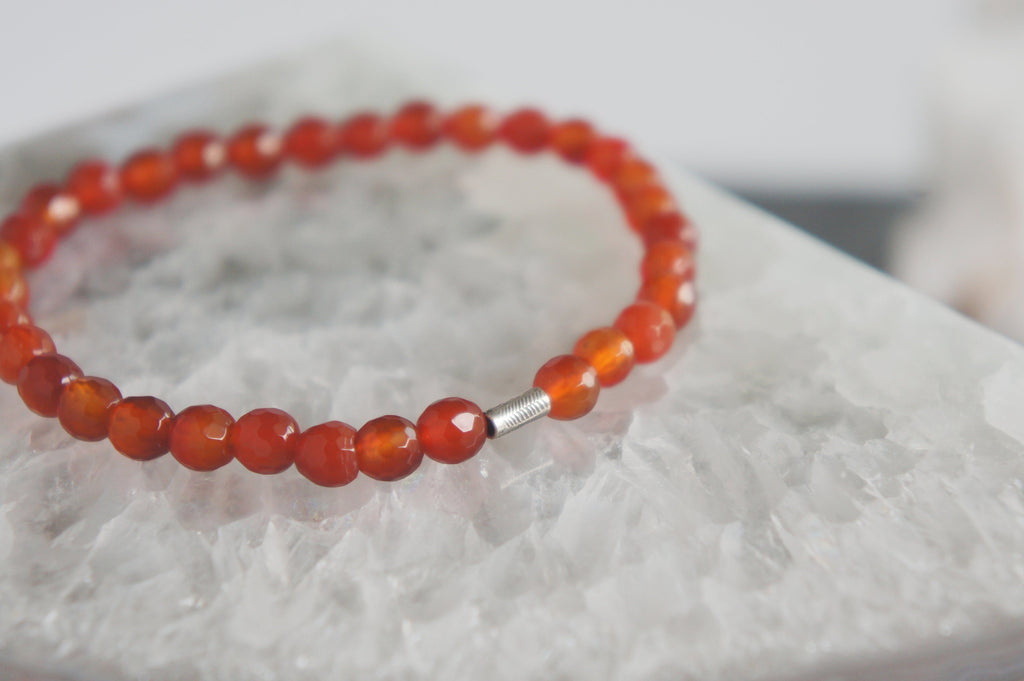 Spirit Feather Carnelian Beaded Bracelet