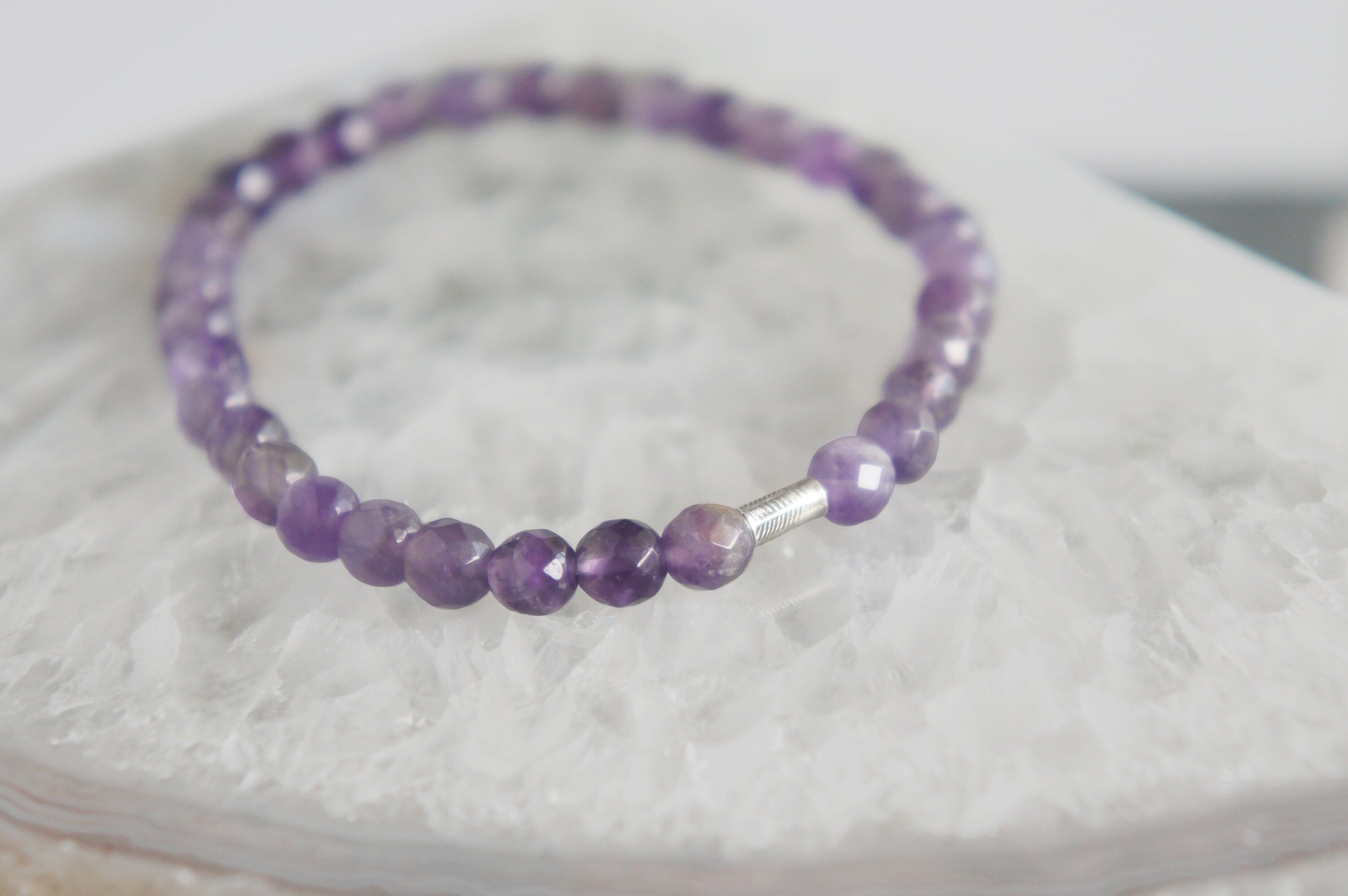 Spirit Feather Amethyst Beaded Bracelet