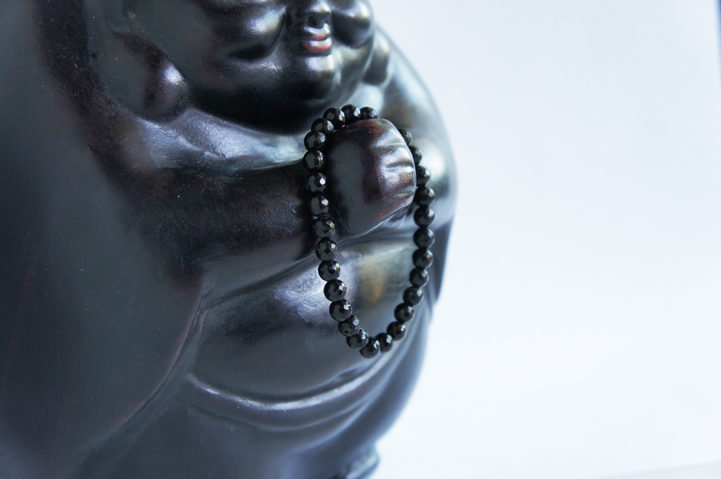Spirit Feather Black Tourmaline Beaded Bracelet