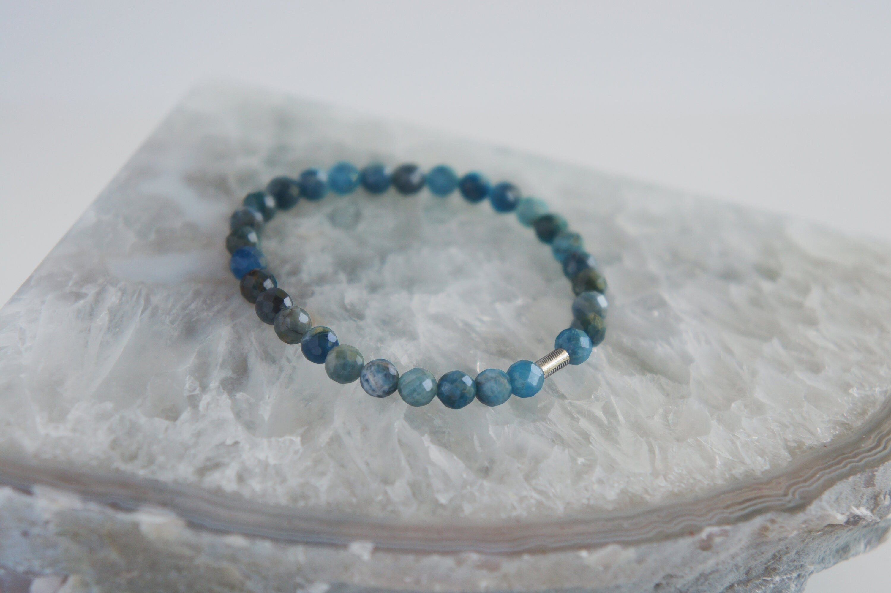 Spirit Feather Blue Apatite Beaded Bracelet