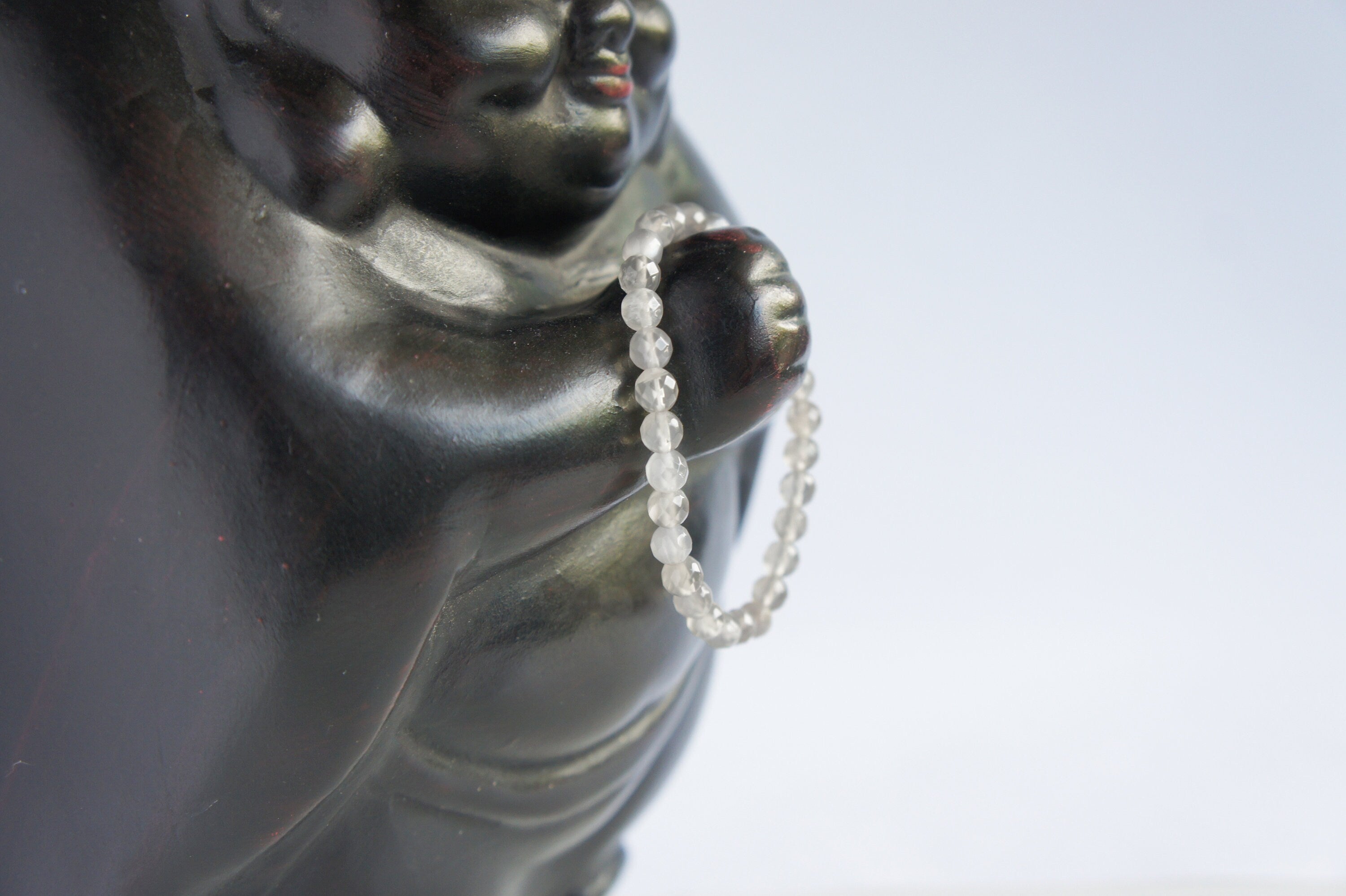 Spirit Feather Grey Moonstone Beaded Bracelet