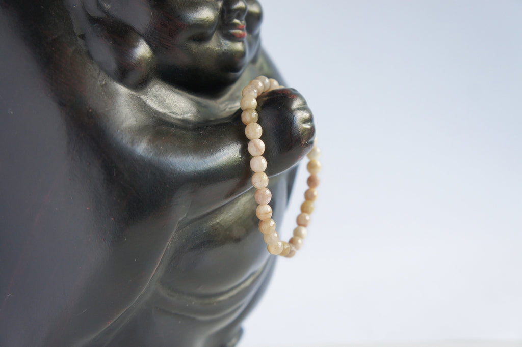 Spirit Feather Yellow Moonstone Beaded Bracelet