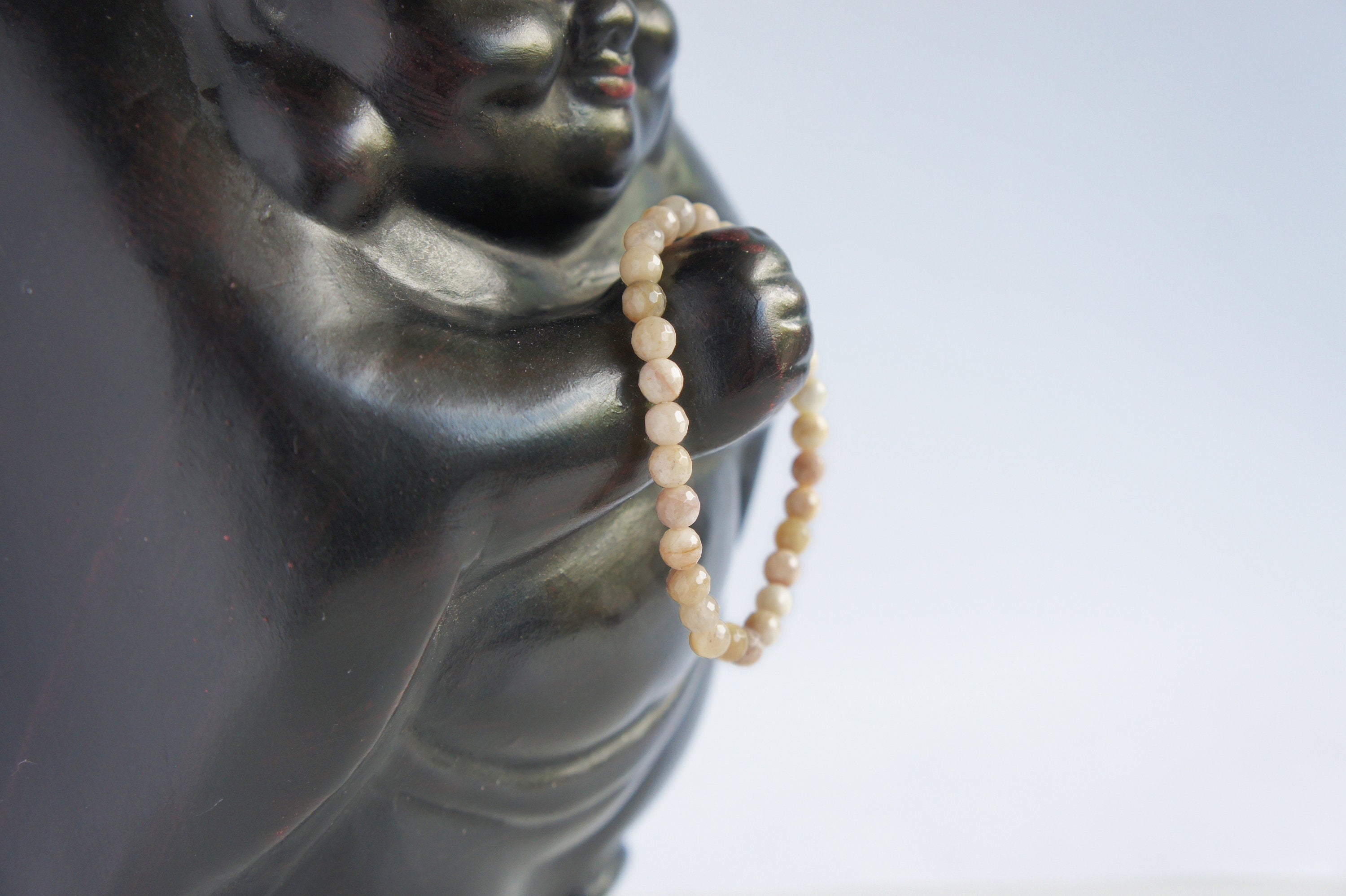 Spirit Feather Yellow Moonstone Beaded Bracelet