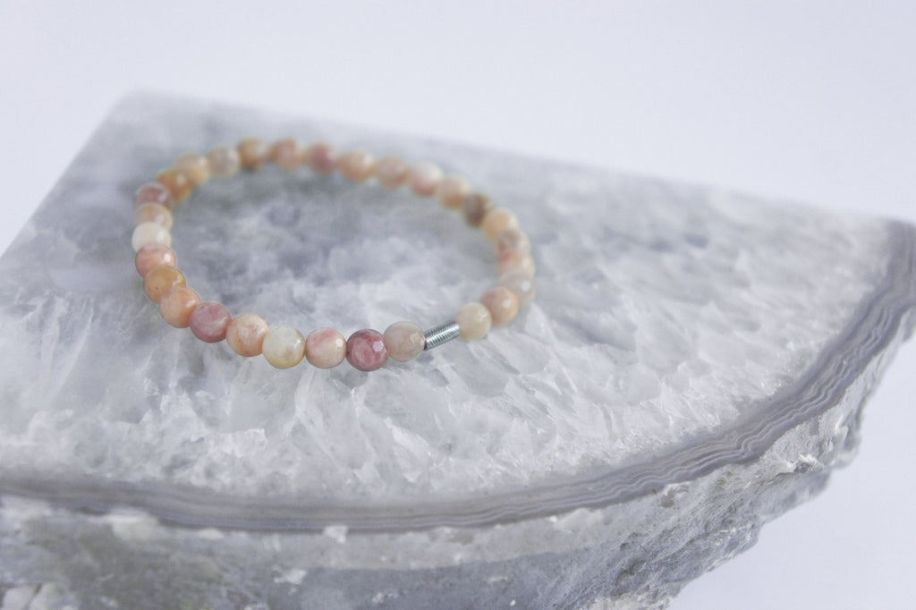Spirit Feather Yellow Moonstone Beaded Bracelet