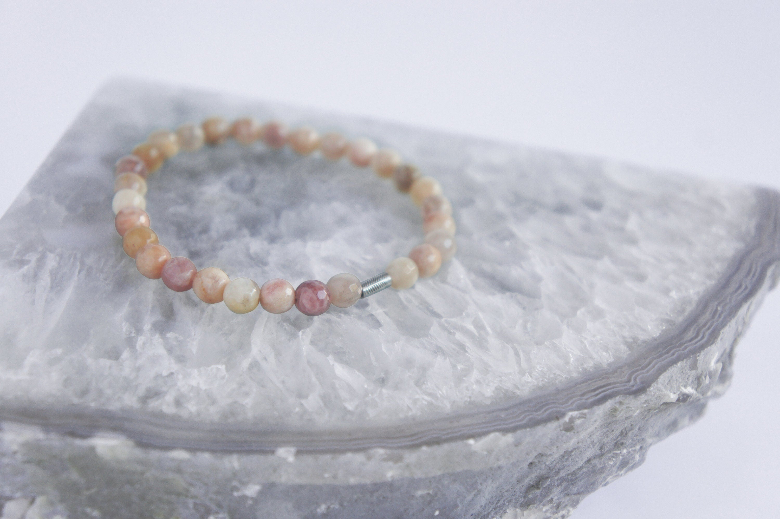 Spirit Feather Yellow Moonstone Beaded Bracelet