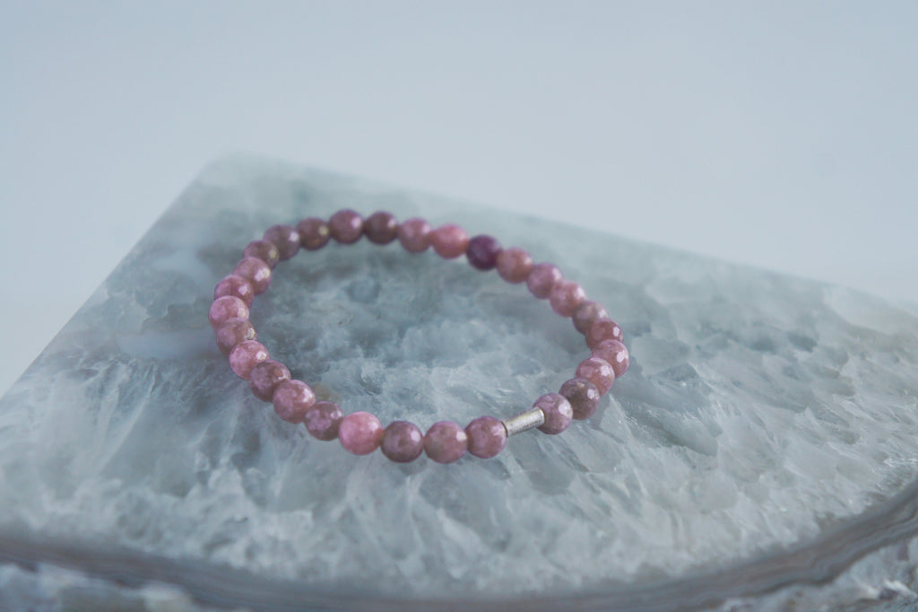 Spirit Feather Lepidolite Beaded Bracelet