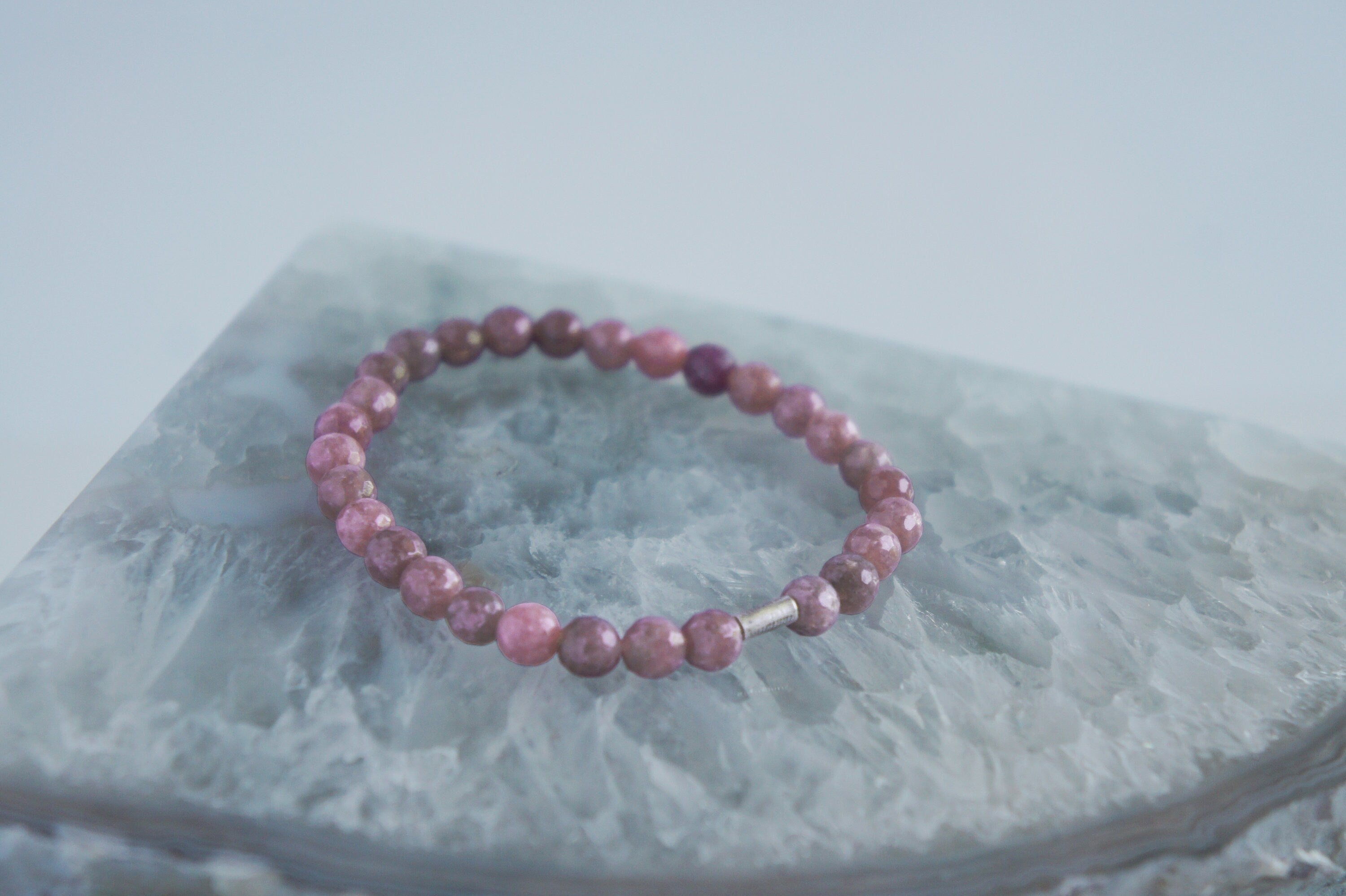 Spirit Feather Lepidolite Beaded Bracelet