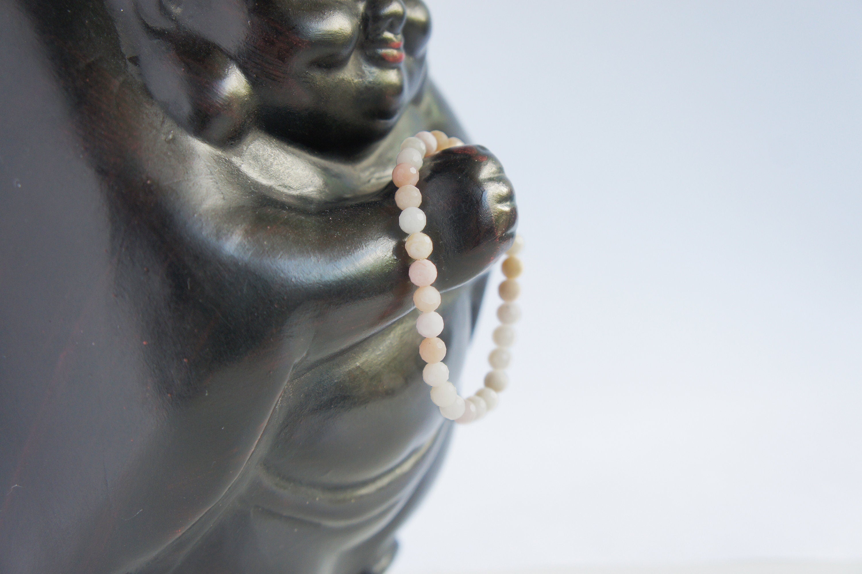 Spirit Feather Peruvian Pink Opal Beaded Bracelet