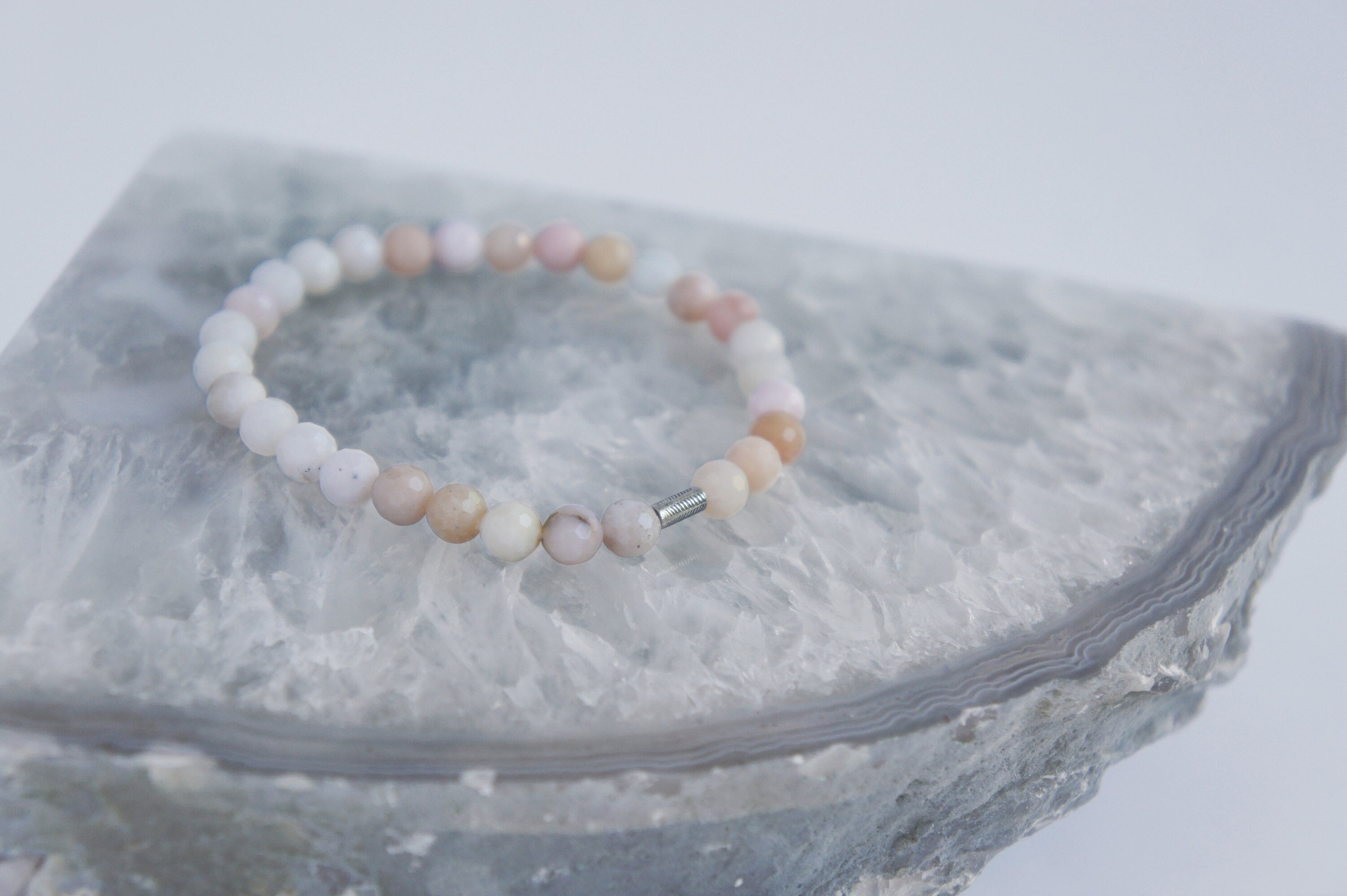 Spirit Feather Peruvian Pink Opal Beaded Bracelet