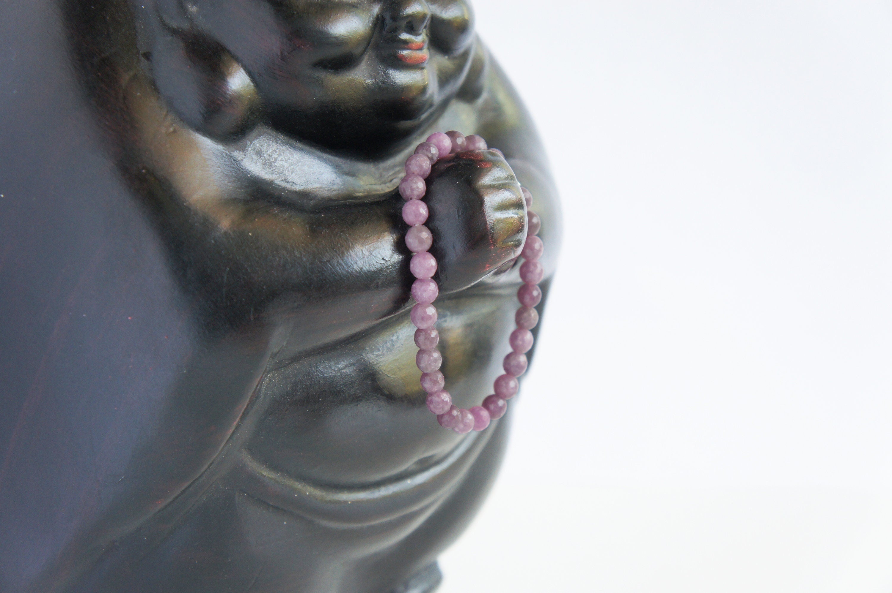 Spirit Feather Lepidolite Beaded Bracelet