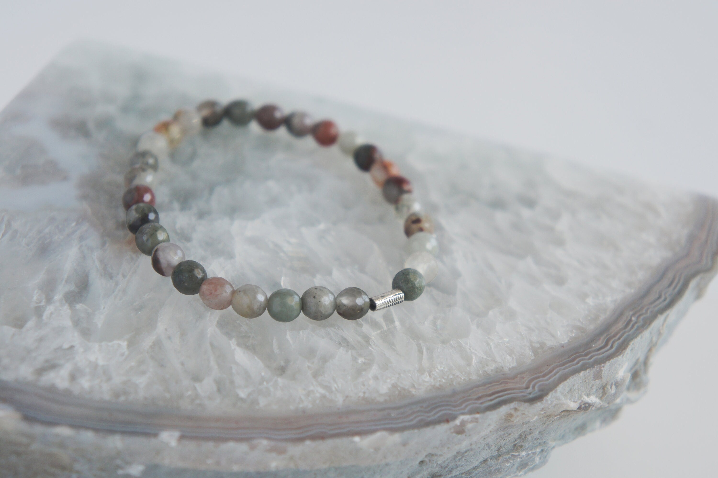 Spirit Feather African Bloodstone Beaded Bracelet