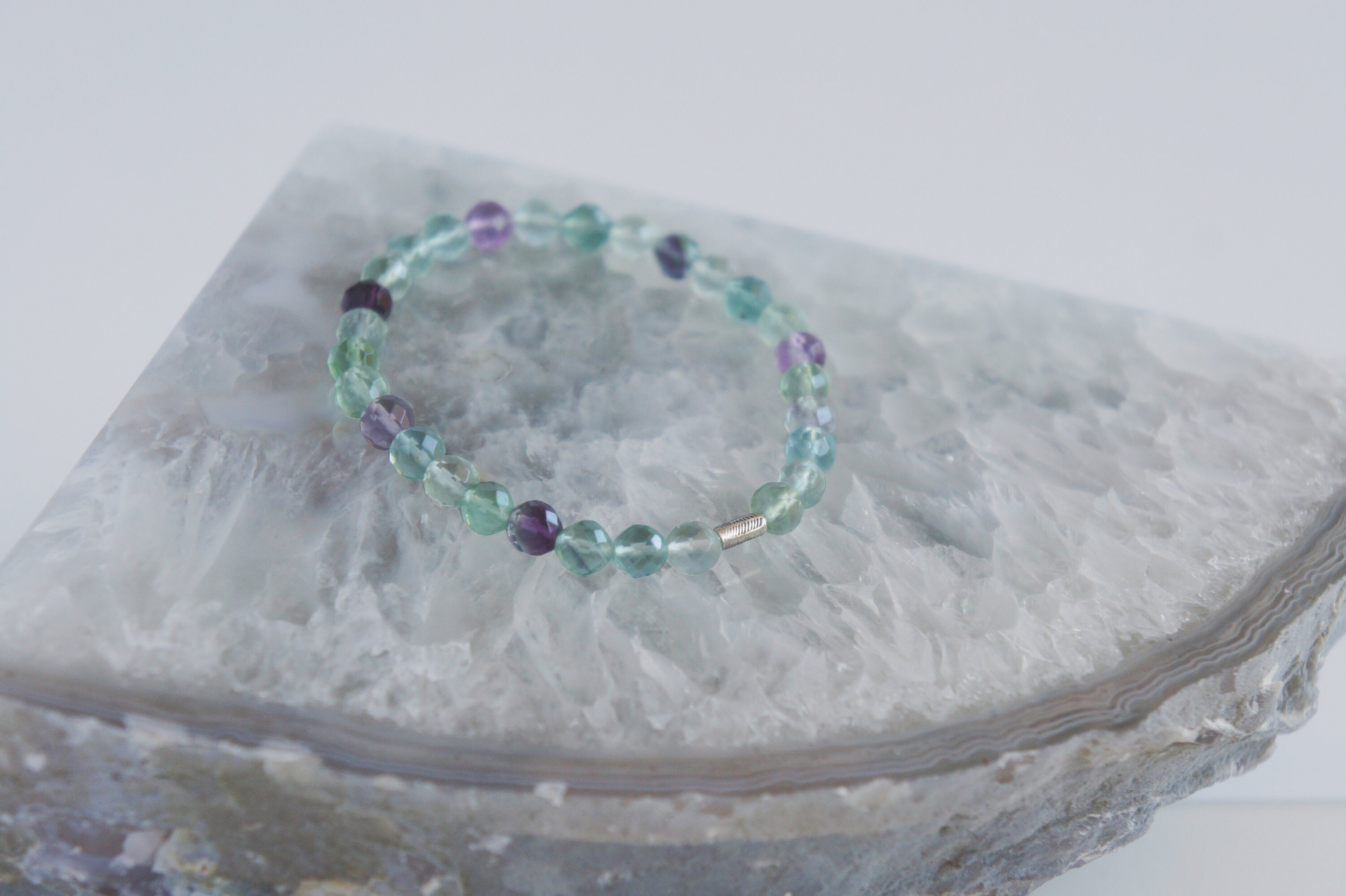Spirit Feather Fluorite Beaded Bracelet