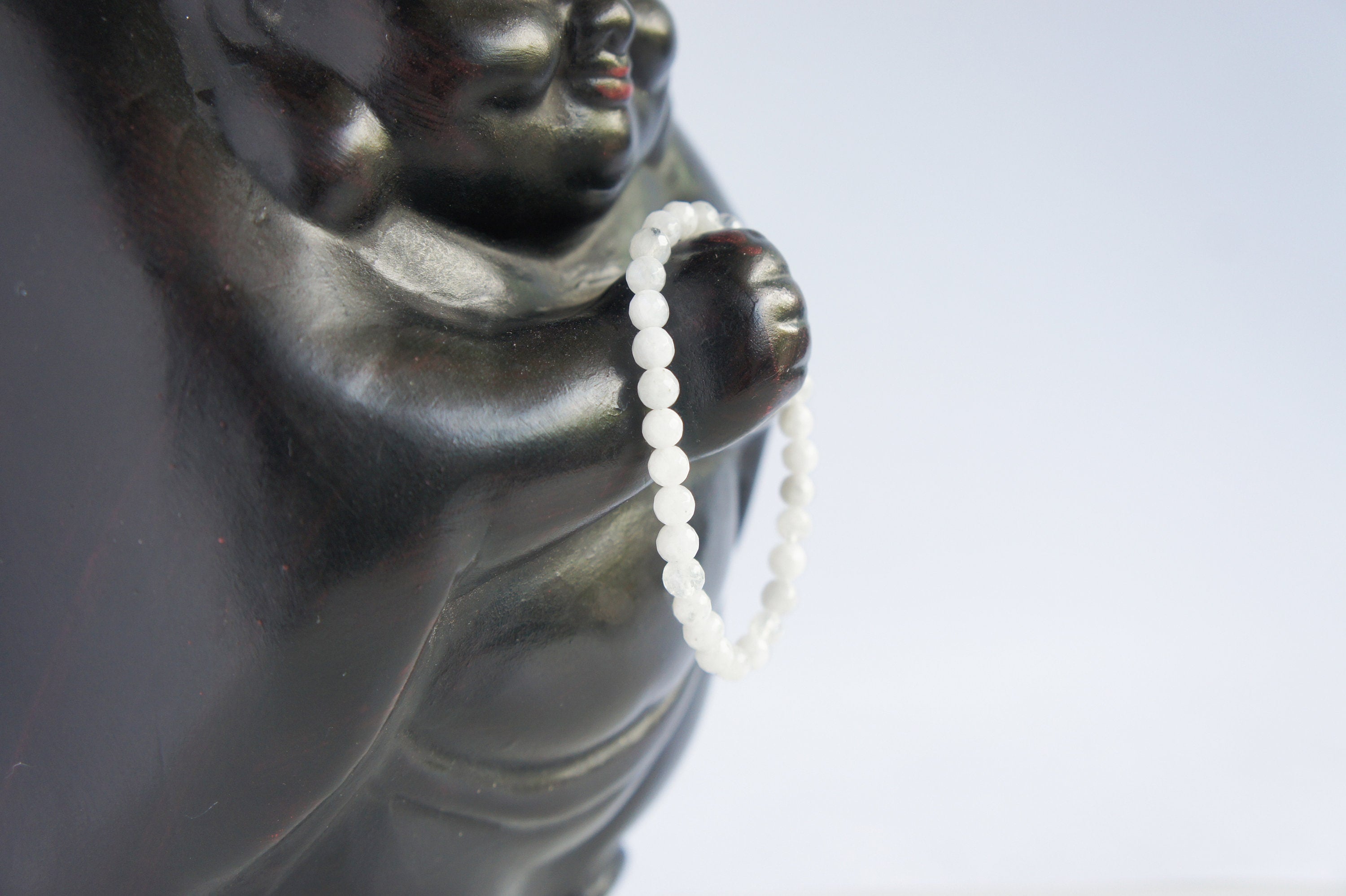 Spirit Feather Rainbow Moonstone Beaded Bracelet