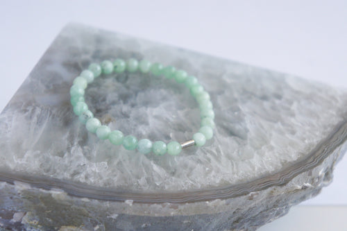 Spirit Feather Burma Jade Beaded Bracelet