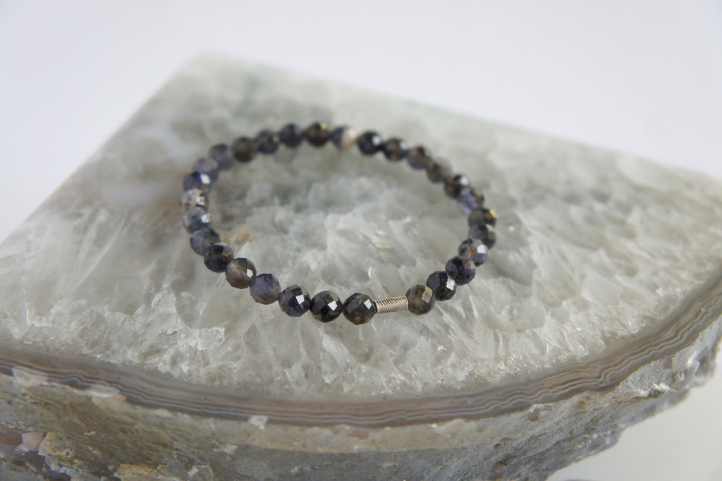 Spirit Feather Iolite Beaded Bracelet