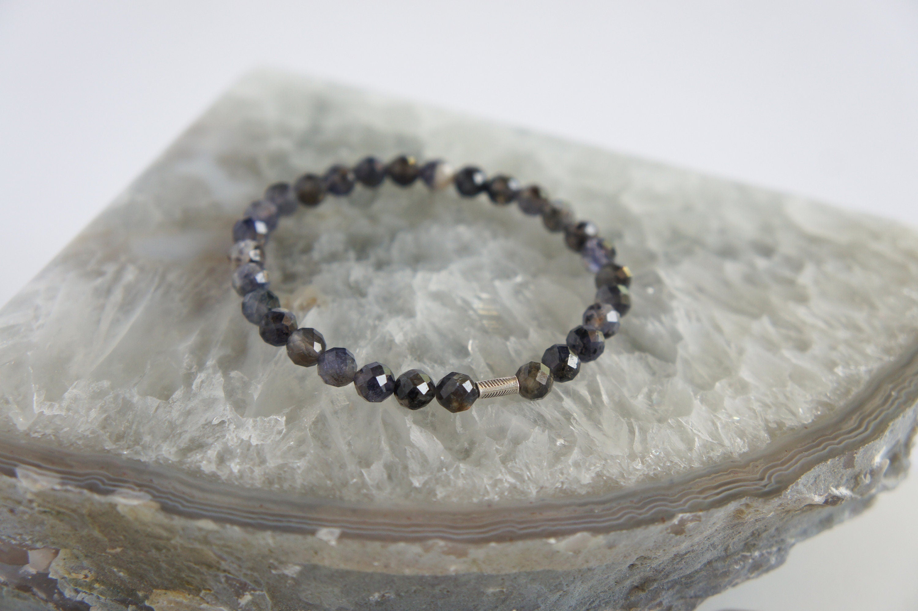 Spirit Feather Iolite Beaded Bracelet
