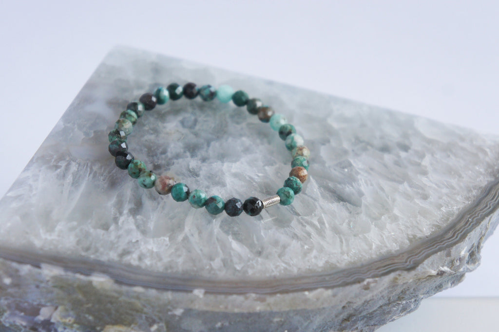 Spirit Feather Chrysocolla Beaded Bracelet