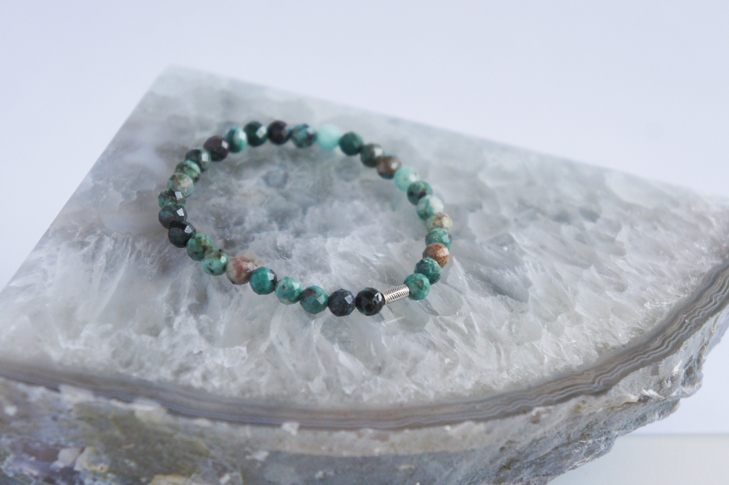 Spirit Feather Chrysocolla Beaded Bracelet