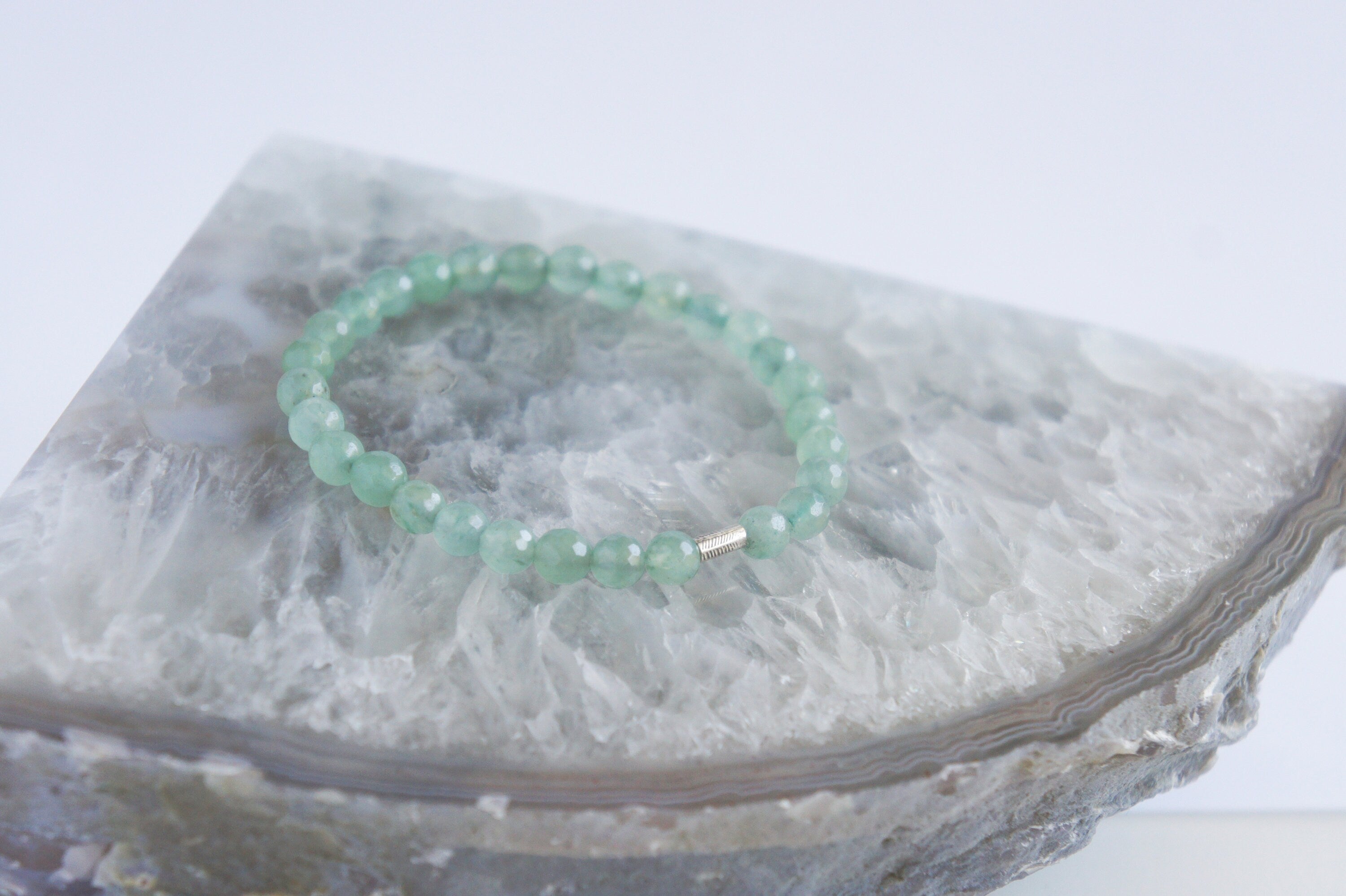 Spirit Feather Green Aventurine Beaded Bracelet
